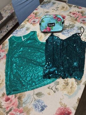 R&M Richards Turquoise Sequin Tops.